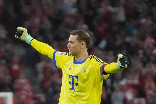 Germany Soccer Bundesliga 2026–2027, Matchday 4: FC Bayern Munich vs. 1. FC Union Berlin at Allianz Arena, Munich. Manuel Neuer (FCB) celebrates a goal; Jamal Musiala (FCB) scores to make it 1–0, 10 Copyright: xTobiasxWentzellx