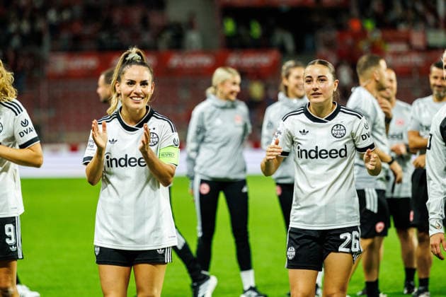 GPFBL, 1 FSV Mainz 05 vs. Eintracht Frankfurt, September 18, 2026, Mainz: Ereleta Memeti (Eintracht Frankfurt), 7, and Ainhoa Alguacil (Eintracht Frankfurt), 26 celebrate after their victory in the Google Pixel Women’s Bundesliga match on Matchday 5 of the 2026–27 season between 1 FSV Mainz 05 and Eintracht Frankfurt at the MEWA Arena in Mainz on September 18, 2026 Copyright: xBEAUTIFULxSPORTS Hahnex