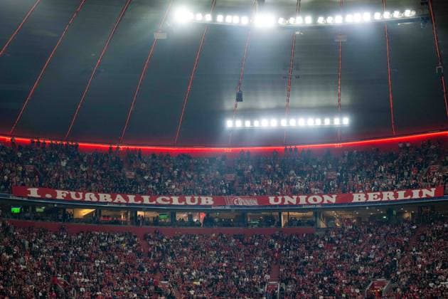 Soccer, Men s, 2026–2027 Season, Bundesliga 1, Matchday 4, FC Bayern Munich vs. FC Union Berlin, Union fans in the visitors section, September 18, 2026, Copyright: xMatthiasxKochx
