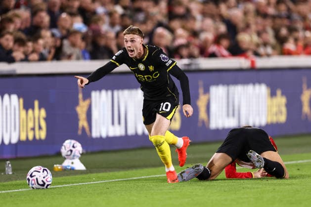 Brentford gegen Chelsea, 18. September 2026, London, Premier League, Fußball: Brentford gegen Chelsea – Cole Palmer von Chelsea reagiert. Foto: Jacques Feeney, Offside, London, Großbritannien  Copyright: xJacquesxFeeneyx xOffsidexOffside