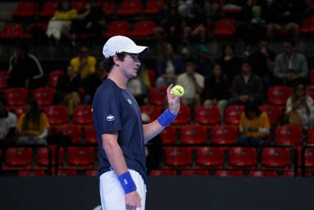 RECORD DATE NOT STATED match between Joao Fonseca and Dominic Stricker valid for the Davis Cup Brazil vs Switzerland 2026 Rio de Janeiro (RJ), 09 18 2026 - Sports Davis Cup Tennis RJ - Player Joao Fonseca during the Davis Cup, held at the Farmasi Arena, in the city of Rio de Janeiro this Friday, September 18, 2026.(Foto: Leonardo Antonio Thenews2 imago images) SPO  Copyright: xLeonardoxAntoniox