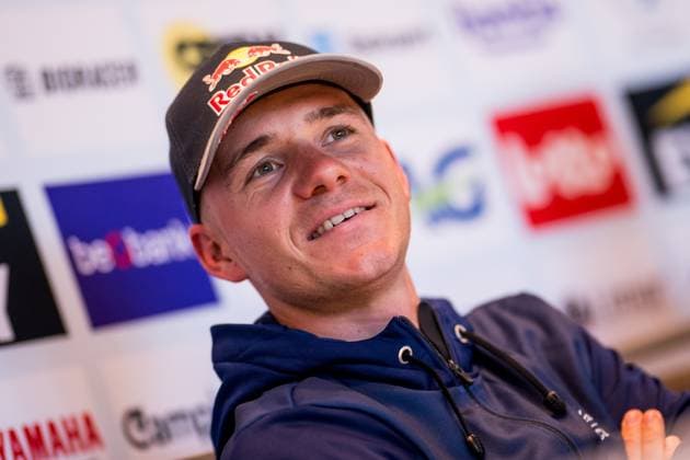 Belgian Remco Evenepoel talks to the press during a press conference, PK, Pressekonferenz before the cycling World Championship, WM, Weltmeisterschaft in Montreal, Canada, Friday 18 September 2026. The UCI road world championships are taking place from 20 to 27 September, in Montreal, Canada. JASPERxJACOBS  x186887012x