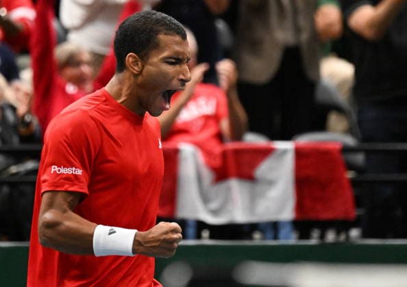September 18, 2026, Quebec, Pq, Canada: Felix Auger-Aliassime of Canada reacts to winning the first set against Quentin Halys during a Davis Cup qualifier second round match at the Videotron Centre in Quebec City, Friday, Sept. 18, 2026. Canada News - September 18, 2026  - ZUMAc35_ 20260918_zaf_c35_086 Copyright: xJacquesxBoissinotx