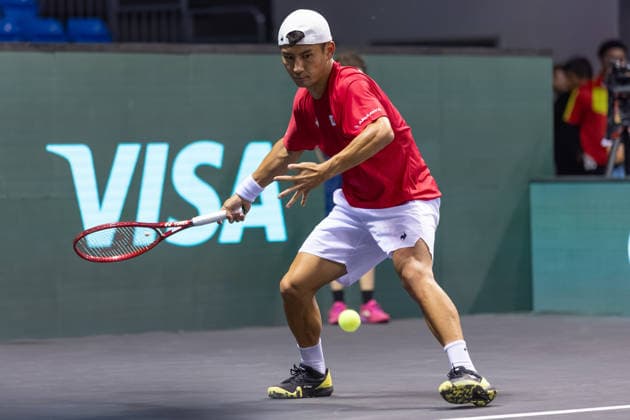 Sho Shimabukuro (JPN) during match 2, James Watt (NZL) vs Sho Shimabukuro (JPN) during Round 1 Davis Cup Tennis at Trusts Arena, Auckland, New Zealand on Saturday 19 September 2026. Photo: Joshua Devenie z Copyright: xx