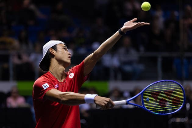 Rei Sakamoto (JPN) during match 1, Anton Shepp (NZL) vs Rei Sakamoto (JPN) during Round 1 Davis Cup Tennis at Trusts Arena, Auckland, New Zealand on Saturday 19 September 2026. Photo: Joshua Devenie z Copyright: xx