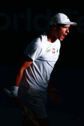 TENNIS DAVIS CUP AUSTRALIA POLAND, Kamil Majchrzak of Poland celebrates during the Davis Cup match between Australia and Poland at Pat Rafter Arena in Brisbane, Saturday, September 19, 2026. ( NO ARCHIVING, EDITORIAL USE ONLY  Copyright: xRUSSELLxFREEMANx 20260919193493639209