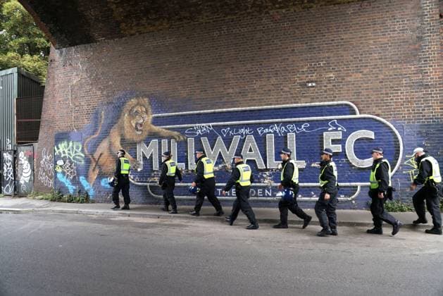 Police presence at the Millwall v West Ham EFL Championship match at The New Den. Millwall v West Ham United, EFL Sky Bet Championship, Football, The Den, London, UK - 19 Sep 2026London The Den United Kingdom EDITORIAL USE ONLY No use with unauthorised audio, video, data, fixture lists, club league logos or live services. Online in-match use limited to 120 images, no video emulation. No use in betting, games or single club league player publications. Paul M Copyright: xPaulxMarriott Shutterstockx 17158320a
