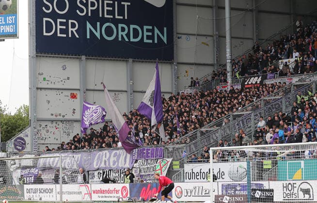 Sold-Out Osnabrück Fan Section: Soccer, Men’s, 2026–2027 Season, 2. Bundesliga, Holstein Stadium, Holstein Kiel vs. VfL Osnabrück. DFL regulations prohibit any use of photographs as image sequences and or quasi-video.