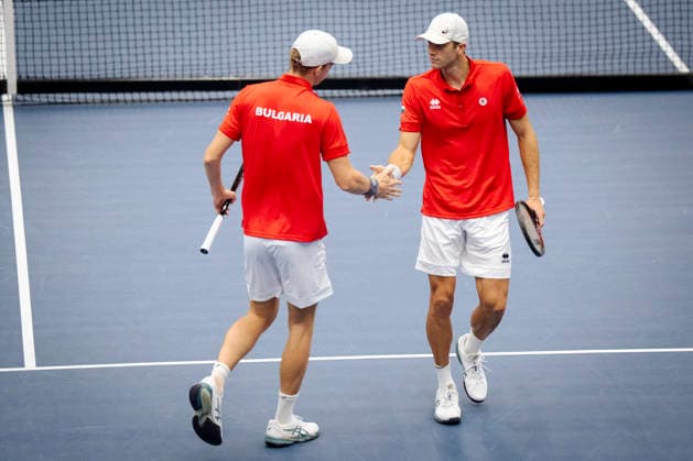 Davis Cup tennis match between Denmark and Bulgaria: Bulgaria s Alexander Donski and Pyotr Nesterov during the Davis Cup match between Denmark and Bulgaria at Royal Stage, Hilleroed, Saturday, September 19, 2026. Photo by Sebastian Elias Uth, Ritzau Scanpix, Denmark  Copyright: SebastianxEliasxUthx spdk20260919-133047-L