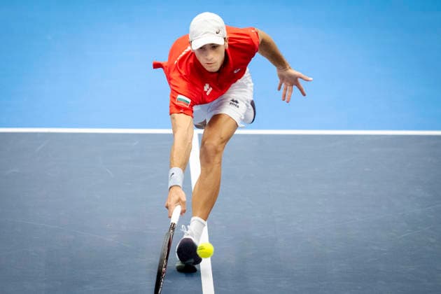 Davis Cup tennis match between Denmark and Bulgaria: Bulgaria s Alexander Donski during the Davis Cup match between Denmark and Bulgaria at Royal Stage, Hilleroed, Saturday, September 19, 2026. Photo by Sebastian Elias Uth, Ritzau Scanpix, Denmark  Copyright: SebastianxEliasxUthx spdk20260919-131940-L