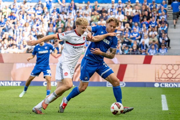 September 19, 2026, xdaymx, Soccer 2. Bundesliga, Karlsruher SC vs. 1. FC Nürnberg, photo by Piet Scobel: 1. FC Nürnberg in a tackle with Franke, Marcel Karlsruher SC DFL DFB REGULATIONS PROHIBIT ANY USE OF PHOTOGRAPHS AS IMAGE SEQUENCES AND OR QUASI-VIDEO Karlsruhe