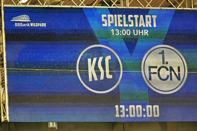 Scoreboard GER, SC Karlsruhe vs. FC Nuremberg Soccer, Matchday 6, 2026–2027 Season, 2. Bundesliga, September 19, 2026. DFL and DFB regulations prohibit any use of photographs as image sequences and or quasi-video. GER SC Karlsruhe vs. FC Nuremberg Soccer Matchday 6 of the 2026–2027 Season September 19, 2026 Copyright: xEibner-Pressefoto JoergxHirschx EP_JHH