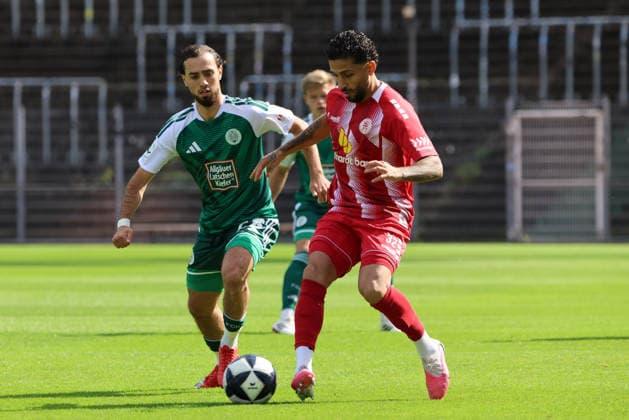 September 19, 2026, Soccer, Men s, Regionalliga Southwest, 2026–2027 Season, FC 08 Homburg vs. KSV Hessen Kassel, Birkan Celik (FC 08 Homburg), Nael Najjar (KSV Hessen Kassel), Homburg Waldstadion, Saarland, Germany, DEU Copyright: xSebastianxBachx
