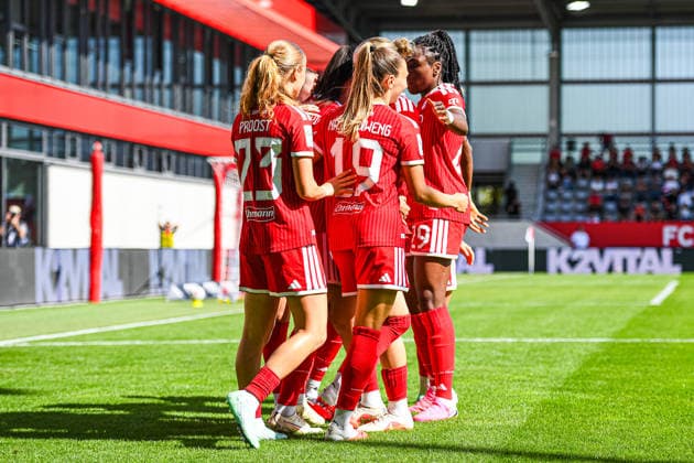 September 19, 2026, Munich, Germany: Google Pixel Women s Bundesliga—FC Bayern Munich Women vs. 1. FC Köln Women at the FC Bayern Campus; Jovana Damnjanovic of FC Bayern Munich Women celebrates after scoring a goal