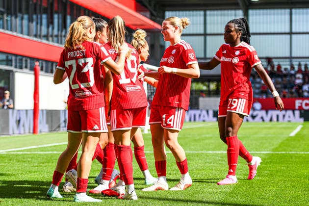 September 19, 2026, Munich, Germany: Google Pixel Women s Bundesliga—FC Bayern Munich Women vs. 1. FC Köln Women at the FC Bayern Campus; Jovana Damnjanovic of FC Bayern Munich Women celebrates after scoring a goal
