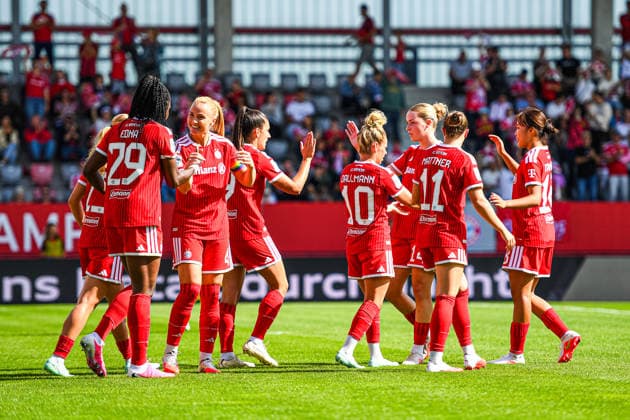 September 19, 2026, Munich, Germany: Google Pixel Women s Bundesliga match between FC Bayern Munich Women and 1. FC Köln Women at the FC Bayern Campus. Edna Imade of FC Bayern Munich Women celebrates after scoring a goal.