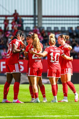 September 19, 2026, Munich, Germany: Google Pixel Women s Bundesliga match between FC Bayern Munich Women and 1. FC Köln Women at the FC Bayern Campus. Edna Imade of FC Bayern Munich Women celebrates after scoring a goal.