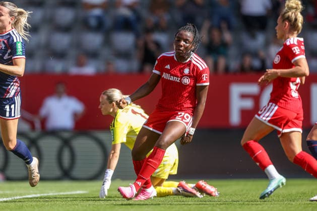 GER, Munich, FC Bayern Munich vs. FC Cologne, Google Pixel Women s Bundesliga, Soccer, DFB, 2026–2027 Season, FC Bayern Campus, Matchday 5 in Photos by Edna Imade, FC Bayern Munich Women 29, Goal, Celebration and Joy, Emotions DFB DFL REGULATIONS PROHIBIT ANY USE OF PHOTOGRAPHS AS IMAGE SEQUENCES AND OR QUASI-VIDEO, September 19, 2026 Copyright: HMBxMedia HendrikxHamelau