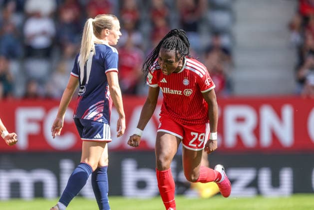 GER, Munich, FC Bayern Munich vs. FC Cologne, Google Pixel Women s Bundesliga, Soccer, DFB, 2026–2027 Season, FC Bayern Campus, Matchday 5 in Pictures by Edna Imade, FC Bayern Munich Women 29, Goal, Celebration and Joy, Emotions DFB DFL REGULATIONS PROHIBIT ANY USE OF PHOTOGRAPHS AS IMAGE SEQUENCES AND OR QUASI-VIDEO, September 19, 2026 Copyright: HMBxMedia HendrikxHamelau