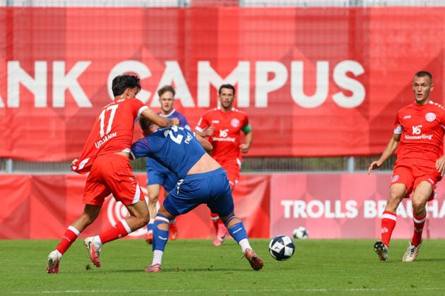 September 19, 2026, xusrbx, Regionalliga Southwest soccer, FSV Mainz 05 U23 vs. 1 FC Kaiserslautern II, Jusuf Ugljanin 1, FSV Mainz 05 II, 17, Oleg Scacun 1 FC Kaiserslautern II, 24, Mainz