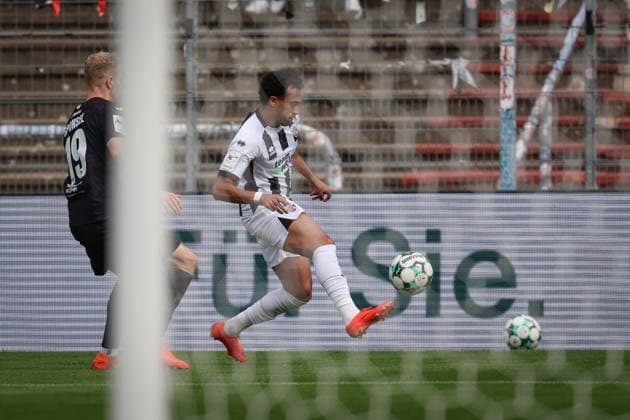3rd League, 2026–27 Season: Viktoria Köln vs. FC Ingolstadt 04; Nishan Velupillay (No. 28, FCI) and Meiko Sponsel (No. 19, Viktoria Köln); Photo by Jürgen Meyer; 3rd League, 2026–27 Season: Viktoria Köln vs. FC Ingolstadt 04