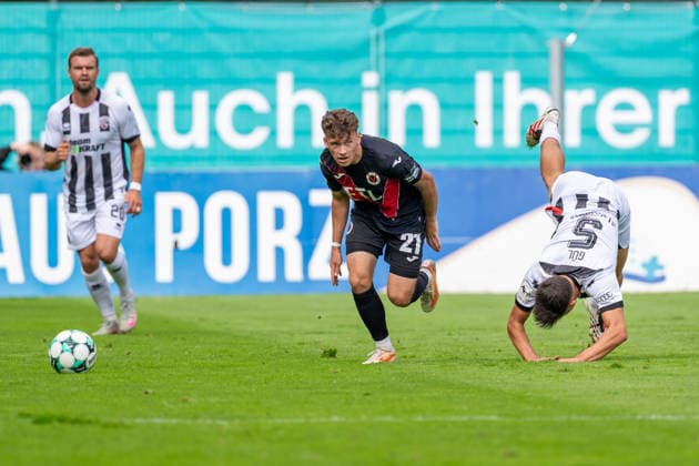 Yannick Deichmann, FC Ingolstadt 04, 20, Lucas Wolf of Viktoria Köln, 21, in a tackle with Emre Guel of FC Ingolstadt 04, 05, who takes a tumble; FC Viktoria Köln vs. FC Ingolstadt 04, soccer, 3rd Division, Matchday 7, 2026–27 season, September 19, 2026, DFL regulations prohibit any use of photographs as image sequences and or quasi-video; FC Viktoria Köln vs. FC Ingolstadt 04, soccer, 3rd League, Matchday 7, 2026–27 season, September 19, 2026, Cologne Copyright: xEibner-Pressefoto LukasxBaldygax EP_LBA