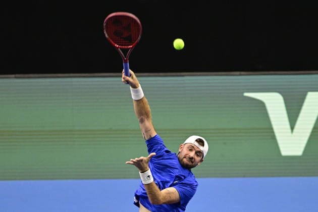 2026 Davis Cup men s team tennis World Championship, WM, Weltmeisterschaft match between the Czech Republic and the United States in Prague, Czech Republic, on September 19, 2026. Tennis doubles match Adam Pavlasek and Patrik Rikl (pictured) of Czech Republic vs. Christian Harrison, Austin Krajicek of USA. (CTKxPhoto RomanxVondrous) CTKPhotoP2026091903217  CTKPhotoP2026091903217