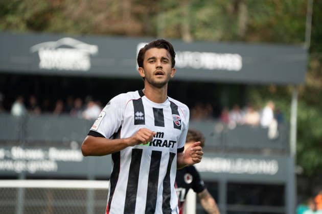 German Soccer, 3rd Division, 2026–27, Matchday 7, September 19, 2026: FC Viktoria Köln vs. FC Ingolstadt 04 at Sportpark Höhenberg, Cologne. Fredrik Carlsen of FC Ingolstadt 04, 8, looks on intently in Cologne, Germany. Copyright: xMijoxLubecx