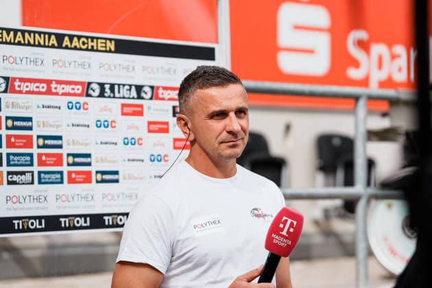 German Soccer 3rd Division 2026–2027, Matchday 7: Alemannia Aachen vs. Fortuna Düsseldorf at Tivoli Aachen; Interview with Alemannia Aachen Coach Mersad Selimbegovic ahead of the match on Magnet Sport; Profile Copyright: xThiemoxRudolphx