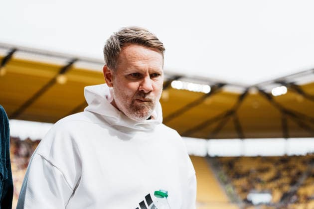 German Soccer 3rd Division 2026–2027, Matchday 7: Alemannia Aachen vs. Fortuna Düsseldorf at Tivoli Aachen; Sascha Rösler, Head of Licensing at Fortuna Düsseldorf, before an interview with Magenta Sport; Profile Copyright: xThiemoxRudolphx