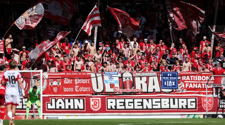 September 19, 2026, Germany, Aspach Soccer: VfB Stuttgart II vs. SSV Jahn Regensburg, Feature: Regensburg Fan Section, Fan Friendship with the Stuttgart Kickers