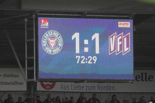 1 1 Scoreboard: Men s Soccer, 2026–2027 Season, 2 Bundesliga, Holstein Stadium, Holstein Kiel vs. VfL Osnabrück, 1–1 DFL REGULATIONS PROHIBIT ANY USE OF PHOTOGRAPHS AS IMAGE SEQUENCES AND OR QUASI-VIDEO