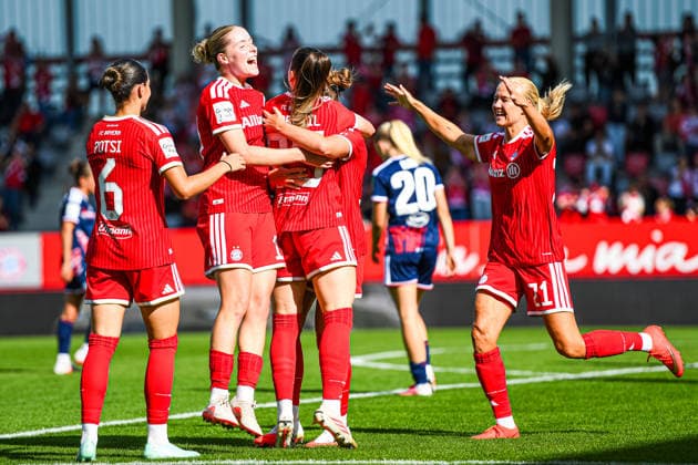 September 19, 2026, Munich, Germany Google Pixel Women s Bundesliga FC Bayern Munich Women vs. 1. FC Köln Women at the FC Bayern Campus Bayern celebrates Alara Sehitler FC Bayern Women
