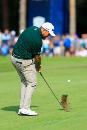 RECORD DATE NOT STATED 19th September 2026; Wentworth Golf Club, Virginia Water, Surrey, England; DP World Tour Golf, BMW PGA, Golf Herren Championship, Day 4; Shane Lowry on the 11th with his approach and second shot at Wentworth ChrisxRoll