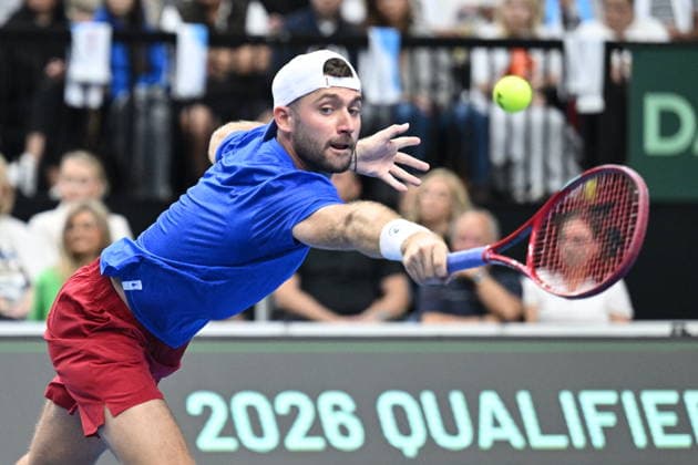 2026 Davis Cup men s team tennis World Championship, WM, Weltmeisterschaft match between the Czech Republic and the United States in Prague, Czech Republic, on September 19, 2026. Tennis doubles match Adam Pavlasek and Patrik Rikl (pictured) of Czech Republic vs. Christian Harrison, Austin Krajicek of USA. (CTKxPhoto MichaelaxRihova) CTKPhotoP2026091903289  CTKPhotoP2026091903289
