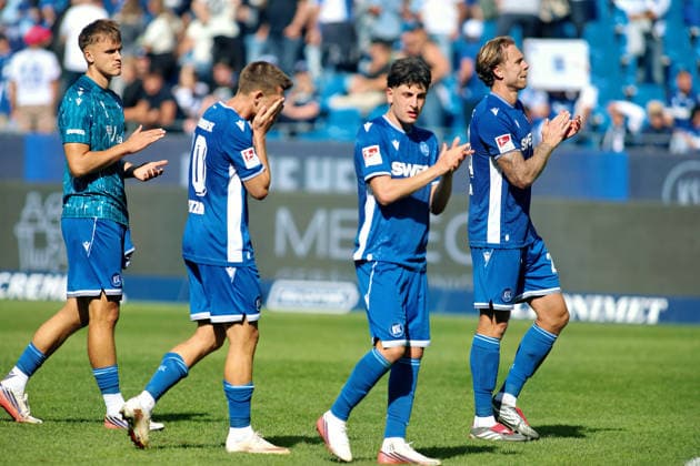 KSC player looks disappointed on the field after losing the game 0–1 to GER, SC Karlsruhe vs. FC Nürnberg Soccer, Matchday 6, 2026–2027 Season, 2. Bundesliga, September 19, 2026. DFL and DFB regulations prohibit any use of photographs as image sequences and or quasi-video. GER SC Karlsruhe vs. FC Nürnberg Soccer, Matchday 6, 2026–2027 Season, September 19, 2026 Copyright: xEibner-Pressefoto JoergxHirschx EP_JHH