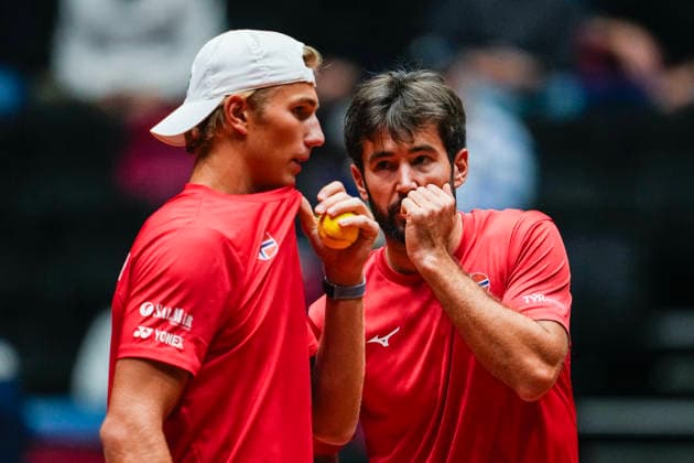 Davis Cup, Norway vs. China, Trondheim, September 19, 2026. Nicolai Budkov Kjaer and Viktor Durasovic during the Davis Cup match between Norway and China in Trondheim on Saturday. Photo by Ole Martin Wold, NTB, Trondheim, Norway. EDITORIAL USE ONLY. RESTRICTED USE FOR BETTING COMPANIES  Copyright: xOlexMartinxWoldx xNTBx