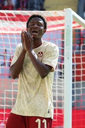 September 19, 2026, xrekx, Soccer 2. Bundesliga, 1. FC Kaiserslautern vs. Eintracht Braunschweig, left: Ibrahim Kanate, 1. FC Kaiserslautern looks disappointed, looks disappointed, dejected, disappointed DFL DFB REGULATIONS PROHIBIT ANY USE OF PHOTOGRAPHS as IMAGE SEQUENCES and or QUASI-VIDEO Kaiserslautern