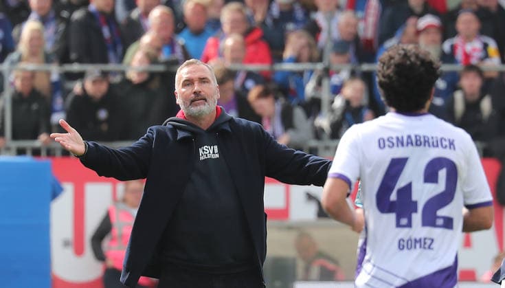 Soccer, Men s, 2026–2027 Season, 2nd Division, Holstein Stadium, Holstein Kiel vs. VfL Osnabrück, 1–1. DFL regulations prohibit any use of photographs as image sequences and or quasi-video.