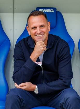 September 19, 2026 Soccer Season 2026–2027 Matchday 2 Bundesliga Karlsruher SC (KSC) vs. 1. FC Nürnberg (FCN) Club Sports Photo by Zink DaMa xdaxmax DFL regulations prohibit any use of photographs as image sequences and or quasi-video For editorial use only Joti Chatzialexiou, Sports Director, 1. FC Nürnberg (FCN), laughs; laughter; is happy; joy