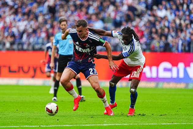 Thijs Dallinga, 1. FC Köln, 27; Jordan Torunarigha, Hamburger SV, 23 (GER); Hamburger SV vs. 1. FC Köln, Soccer, Bundesliga 1, Matchday 4, 2026–2027 Season, September 19, 2026 DFL regulations prohibit any use of photographs as image sequences and or quasi-video GER, Hamburger SV vs. 1 FC Köln, soccer, 1. Bundesliga, Matchday 04, 2026–2027 Season, September 19, 2026, Hamburg Copyright: xEibner-Pressefoto MarcelxvonxFehrnx EP_MFN