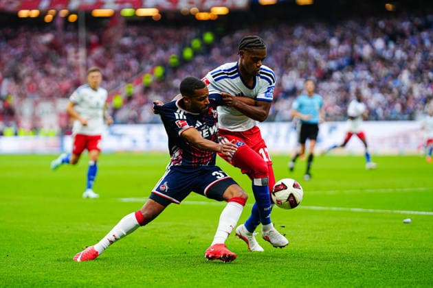 Linton Maina, 1 FC Köln, 37, Warmed Omari, Hamburger SV, 17 GER, Hamburger SV vs. 1 FC Köln, Soccer, Bundesliga 1, Matchday 04, 2026–2027 Season, September 19, 2026 DFL regulations prohibit any use of photographs as image sequences and or quasi-video GER, Hamburger SV vs. 1. FC Köln, soccer, 1. Bundesliga, Matchday 4, 2026–2027 season, September 19, 2026, Hamburg Copyright: xEibner-Pressefoto MarcelxvonxFehrnx EP_MFN