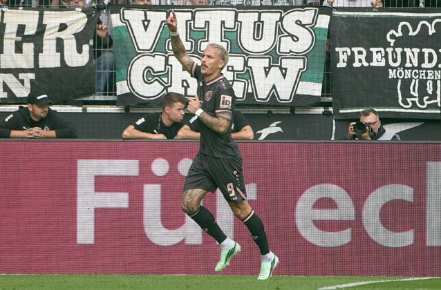 September 19, 2026, xhbx, Soccer, Bundesliga 1, Borussia Mönchengladbach 1 FSV Mainz 05 v l Goal celebration, Goal celebration, celebrating the goal 1–1 by Phillip Tietz, FSV Mainz 05. DFL and DFB regulations prohibit any use of photographs as image sequences and or quasi-video. Mönchengladbach