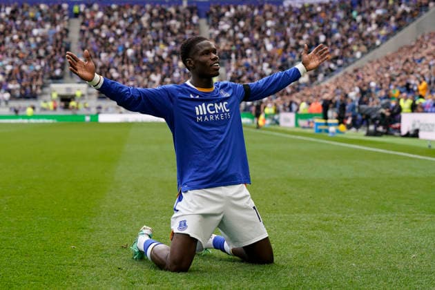 Liverpool, England, 19th September 2026. Thierno Barry of Everton scores to make it 1-0 during the Everton vs Ipswich Town Premier League match at Hill Dickinson Stadium, Liverpool. Picture credit should read: Andrew Yates Sportimage EDITORIAL USE ONLY. No use with unauthorised audio, video, data, fixture lists, club league logos or live services. Online in-match use limited to 120 images, no video emulation. No use in betting, games or single club league player publications. SPI_021_AY_Everton_Ipswich SPI-5008-0021