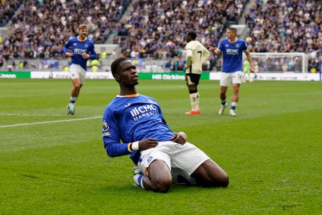 Liverpool, England, 19th September 2026. Thierno Barry of Everton celebrates after scoring to make it 1-0 during the Everton vs Ipswich Town Premier League match at Hill Dickinson Stadium, Liverpool. Picture credit should read: Andrew Yates Sportimage EDITORIAL USE ONLY. No use with unauthorised audio, video, data, fixture lists, club league logos or live services. Online in-match use limited to 120 images, no video emulation. No use in betting, games or single club league player publications. SPI_025_AY_Everton_Ipswich SPI-5008-0029