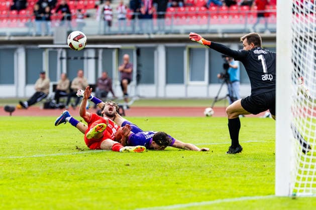 September 19, 2026, GER, Soccer, Men, 2026–2027 Season, Northeast Regional League, Matchday 10, FC Rot-Weiss Erfurt vs. FC Erzgebirge Aue, Romarjo Hajrulla, FC Rot-Weiss Erfurt, 99096 Erfurt, Steigerwaldstadion, Grass Field, Thuringia, Germany
