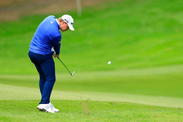 RECORD DATE NOT STATED 19th September 2026; Wentworth Golf Club, Virginia Water, Surrey, England; DP World Tour Golf, BMW PGA, Golf Herren Championship, Day 4; Jayden Schaper on the first hole with his second shot approach ChrisxRoll