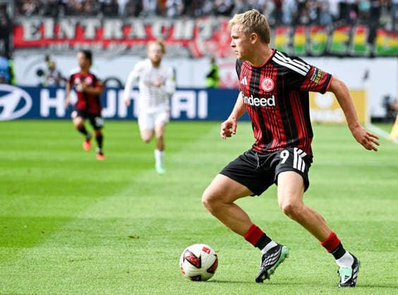 September 19, 2026, xpsx, Soccer, Bundesliga 1, Eintracht Frankfurt vs. SC Freiburg, Jonathan Jonny Burkardt, Eintracht Frankfurt. DFL and DFB regulations prohibit any use of photographs as image sequences and or quasi-video. emspor Frankfurt