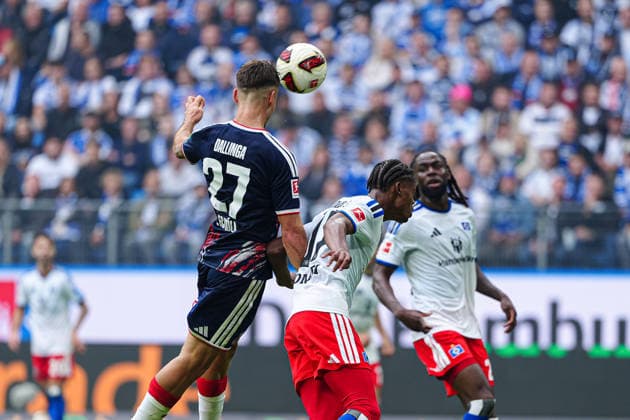 Shot on goal, scoring chance (header) by Thijs Dallinga, 1. FC Köln, 27 GER, Hamburger SV vs. 1. FC Köln, Soccer, Bundesliga 1, Matchday 04, 2026–2027 season, September 19, 2026 DFL regulations prohibit any use of photographs as image sequences and or quasi-video GER, Hamburger SV vs. 1. FC Köln, soccer, 1st Bundesliga, Matchday 04, 2026–2027 Season, September 19, 2026, Hamburg Copyright: xEibner-Pressefoto MarcelxvonxFehrnx EP_MFN