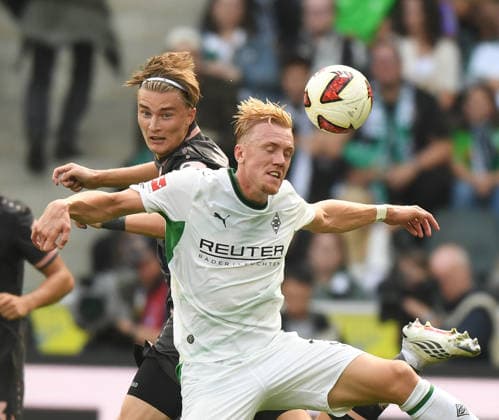 September 19, 2026, xophax, Soccer, 1. Bundesliga, DFL, Borussia Mönchengladbach vs. 1. FSV Mainz 05, Kacper Potulski (Mainz 05) on the left and Isac Lidberg on the right, Mönchengladbach DFL DFB REGULATIONS PROHIBIT ANY USE OF PHOTOGRAPHS AS IMAGE SEQUENCES AND OR QUASI-VIDEO Mönchengladbach